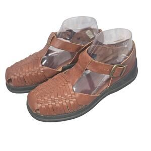 Aerosoles Shoes Womens 7 Brown Leather Fisherman Sandals Buckle Comfort Flat